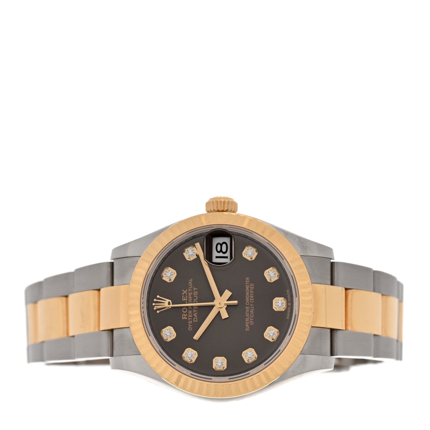 Rolex Stainless Steel 18K Yellow Gold Diamond 31mm Oyster Perpetual Datejust Watch Dark Grey 278273 2 of 5
