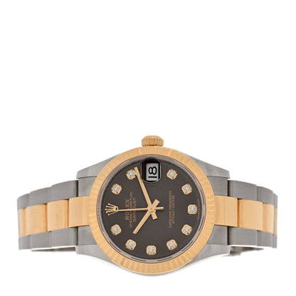 Rolex Stainless Steel 18K Yellow Gold Diamond 31mm Oyster Perpetual Datejust Watch Dark Grey 278273 2 of 5