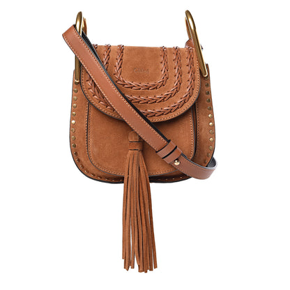 Chloe Suede Calfskin Braided Mini Hudson Shoulder Bag Caramel 1 of 10