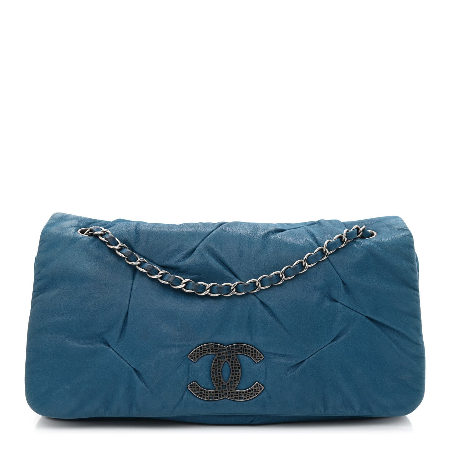 Iridescent Calfskin Glint Flap Blue