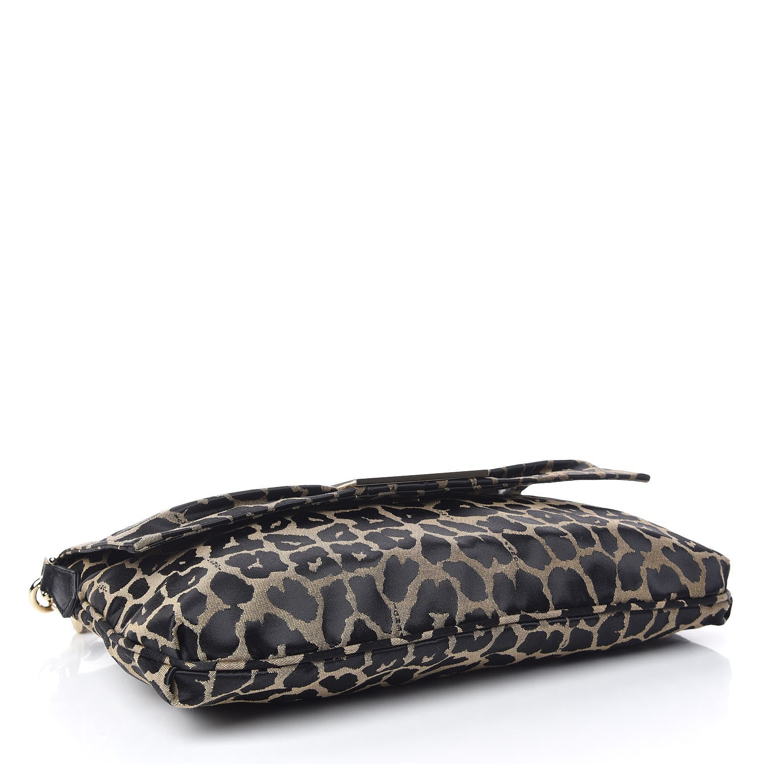 Fendi Jacquard Leopard Print Large Mia Shoulder Flap Taupe Black 4 of 10