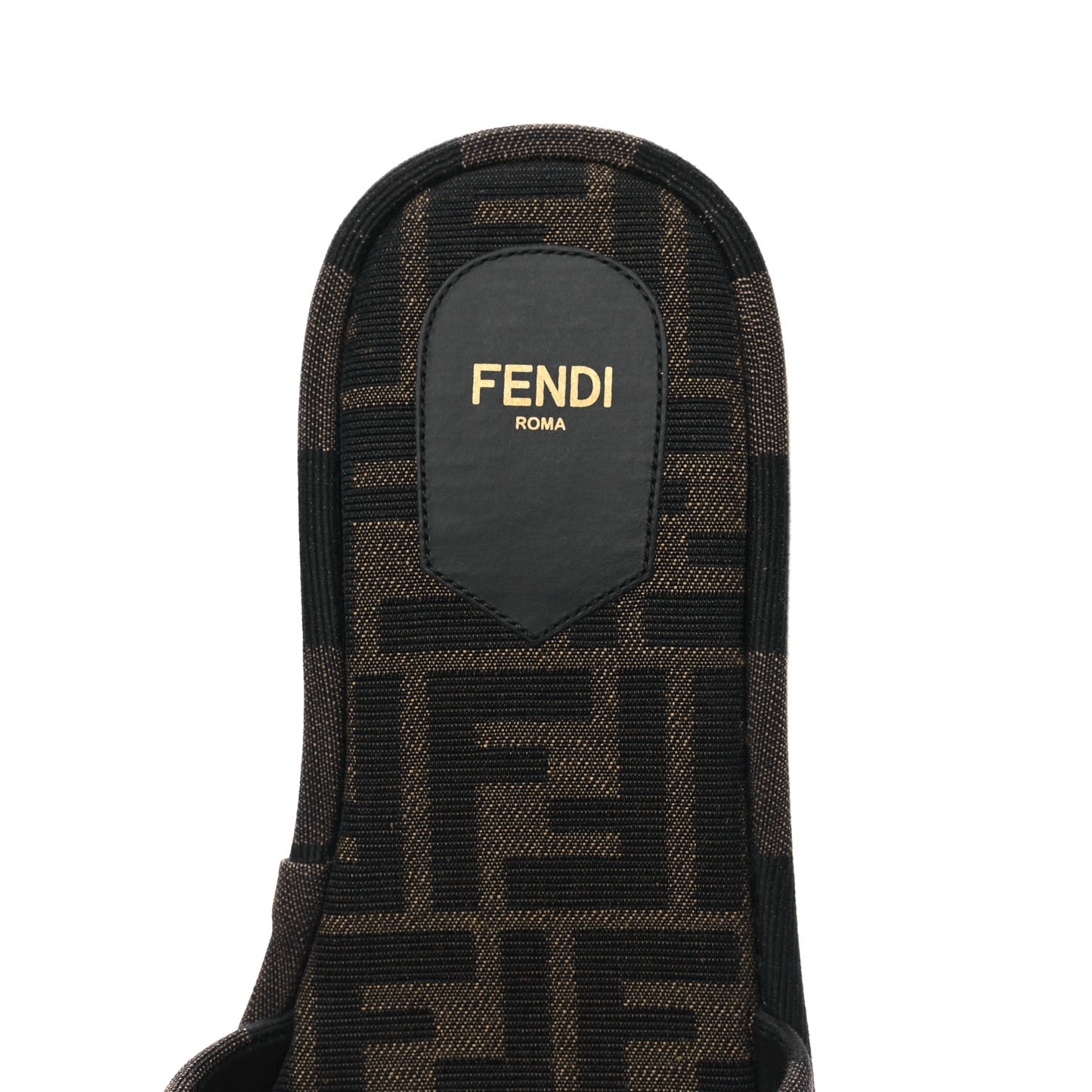 Jacquard Womens FF Sunshine Flatform Slide Sandals 38 Tabacco Black