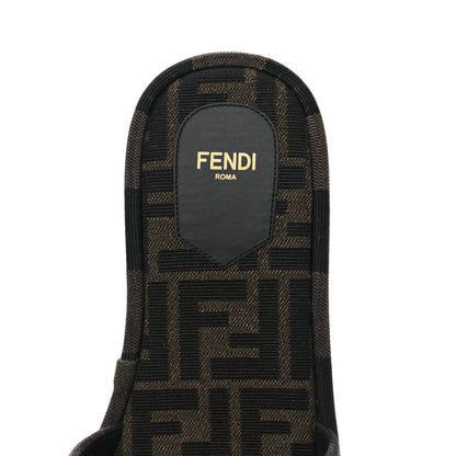 Fendi Jacquard Womens FF Sunshine Flatform Slide Sandals 38 Tabacco Black 7 of 10