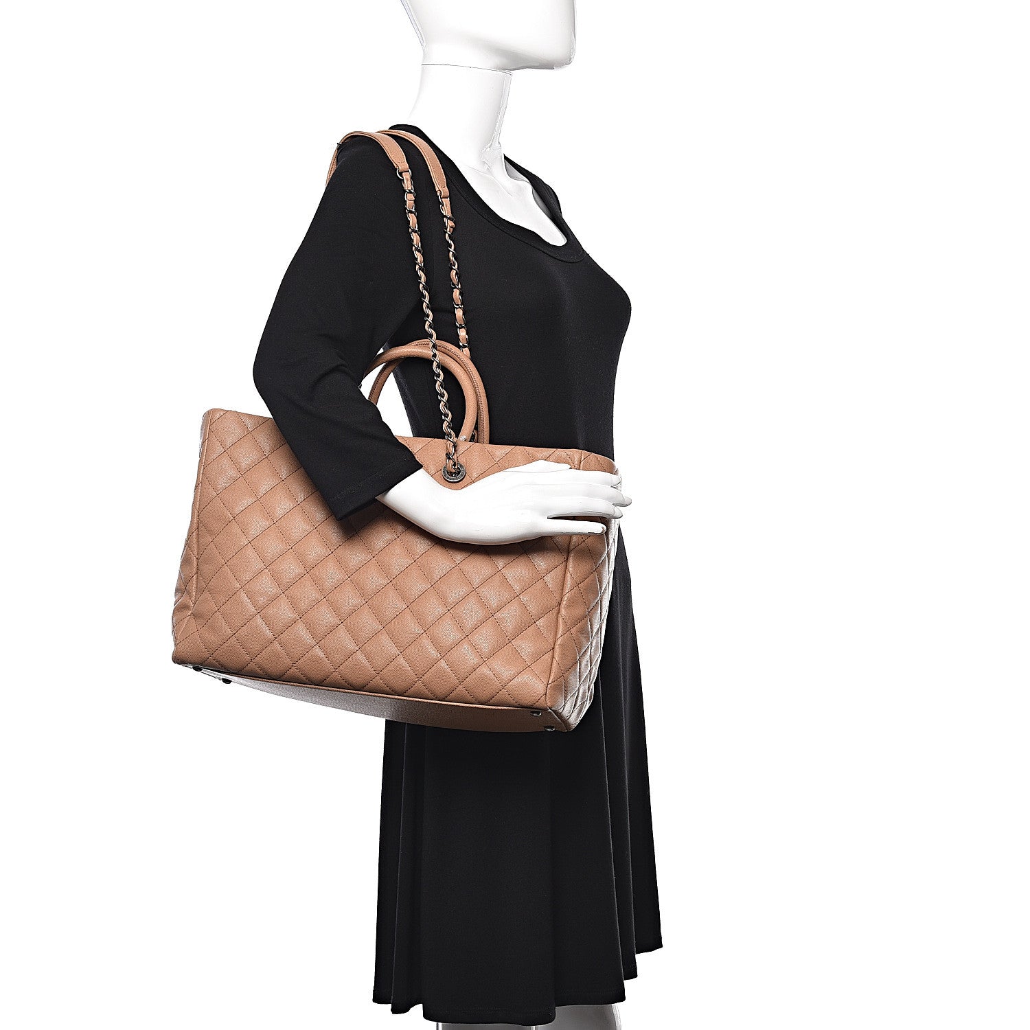 Chanel Caviar Quilted Large Coco Handle Shopping Tote Beige 2 of 10