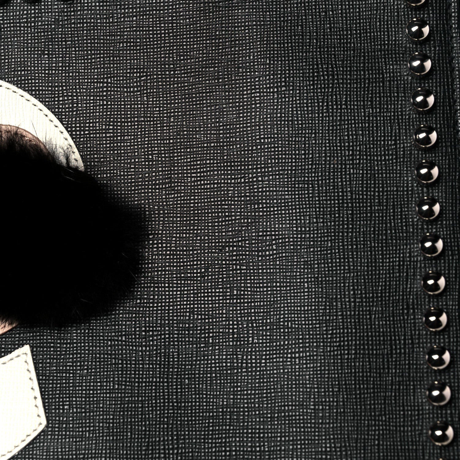 Fendi Vitello Elite Mink Fur Studded Karlito Zip Around Pouch Black 13 of 14