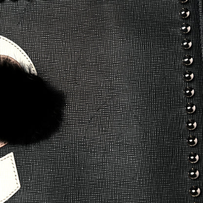 Fendi Vitello Elite Mink Fur Studded Karlito Zip Around Pouch Black 13 of 14