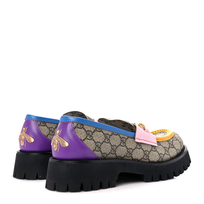 Gucci GG Supreme Monogram Cordovan Lux Womens Harald Horsebit 25mm Platform Loafers 41 Beige Sugar Pink Crop Shine Purple Marine 4 of 9