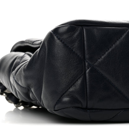 Chanel Goatskin Quilted Large Chanel 19 Flap Dark Blue 9 of 13