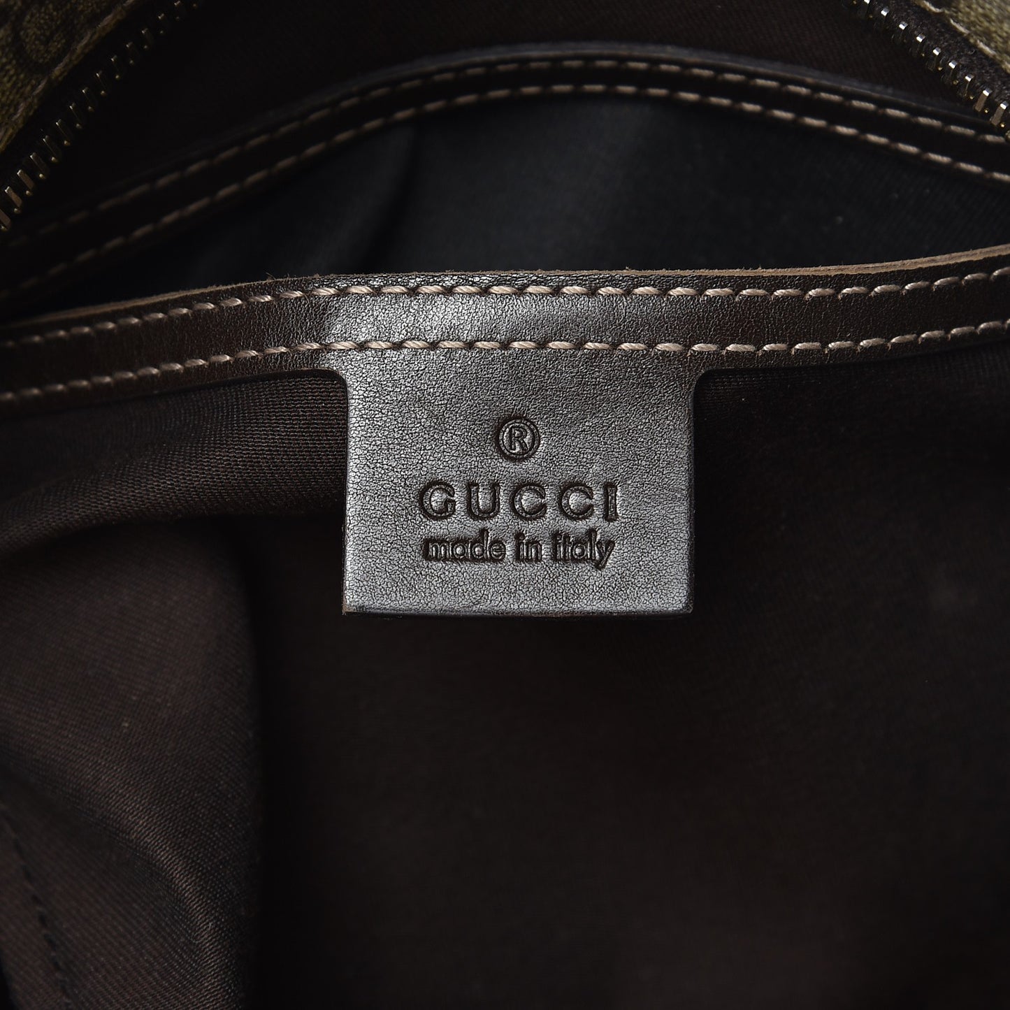 GG Supreme Monogram Selleria Calfskin Small Flat Side Zip Messenger Bag Beige Ebony Cocoa Dark Chocolate