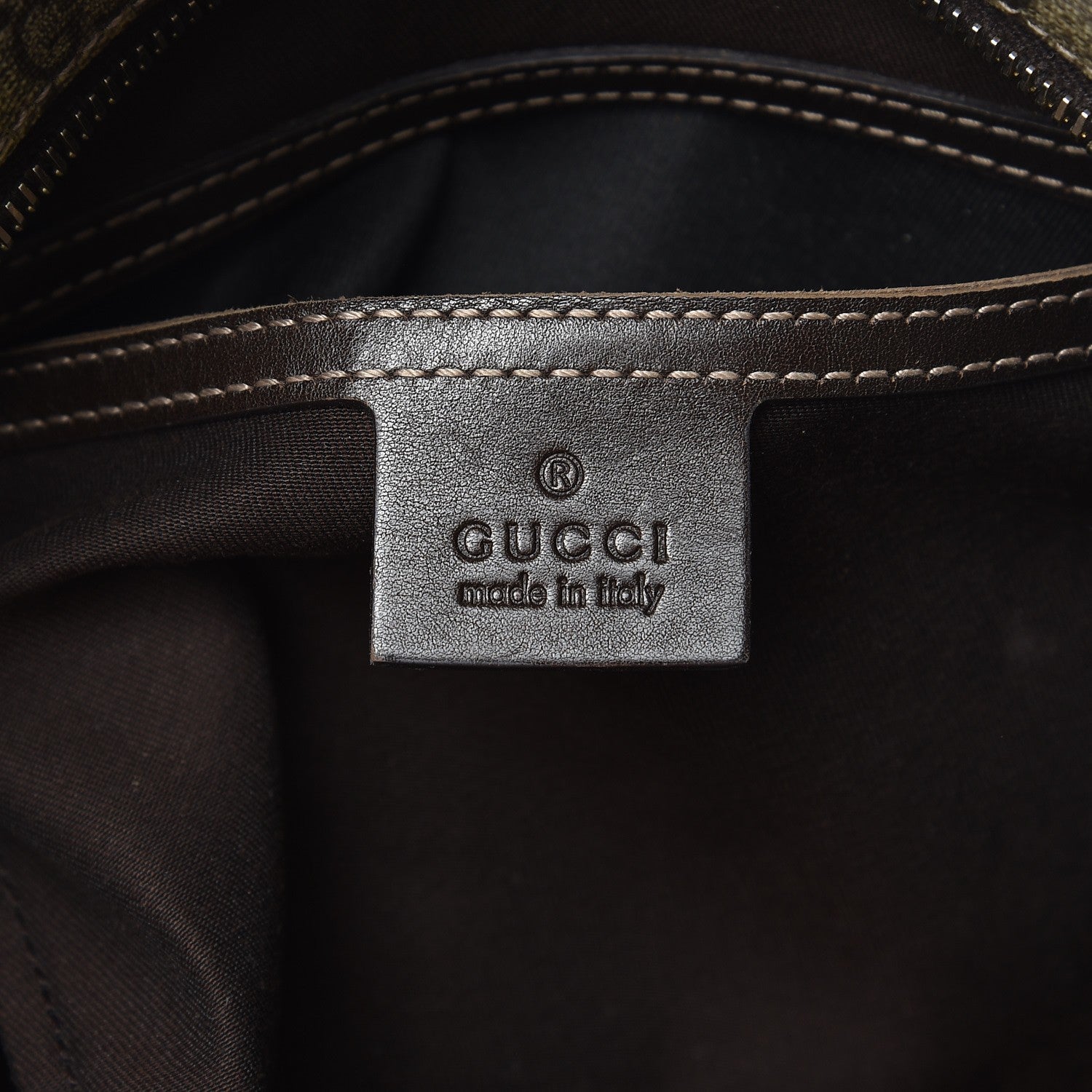 Gucci GG Supreme Monogram Selleria Calfskin Small Flat Side Zip Messenger Bag Beige Ebony Cocoa Dark Chocolate 7 of 11