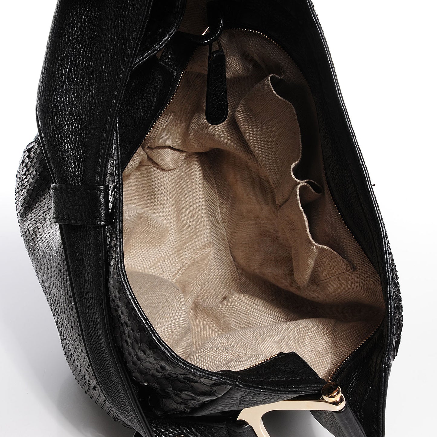 Python Leather Medium Greenwich Shoulder Bag Black