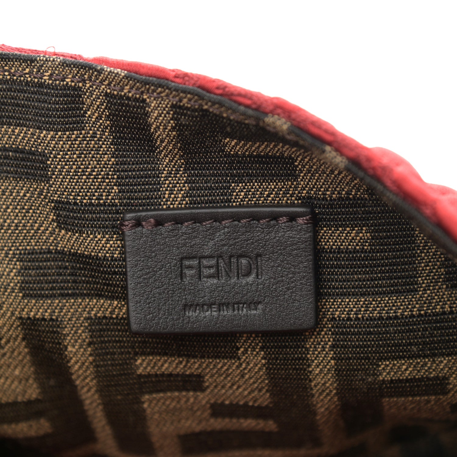 Fendi Fabric Floral Embroidered Hip Belt Baguette Bag Rosso 6 of 10