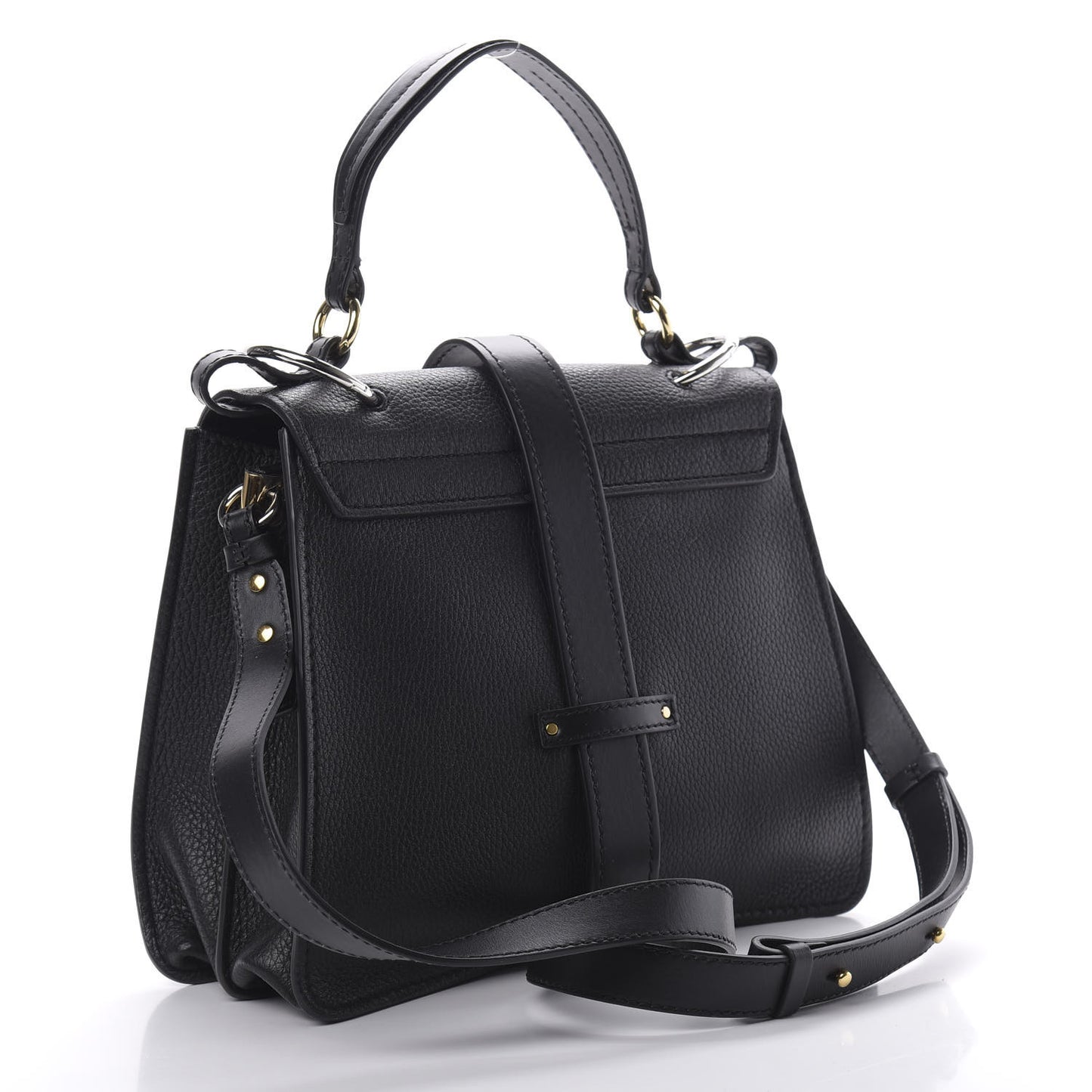 Grained Calfskin Medium Aby Day Shoulder Bag Black