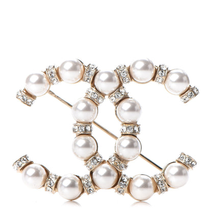 Chanel Pearl Crystal Nefertiti CC Brooch Gold 1 of 5