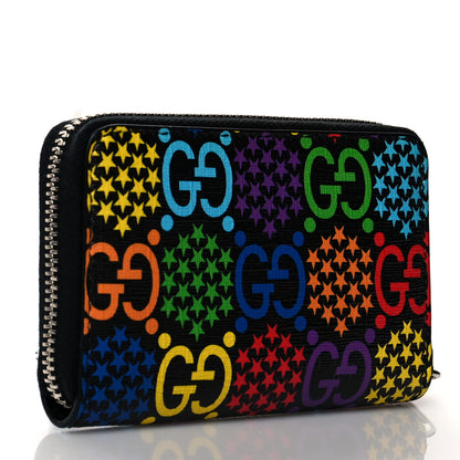 Gucci GG Supreme Monogram Psychedelic Zip Around Card Case Wallet Black 3 of 7
