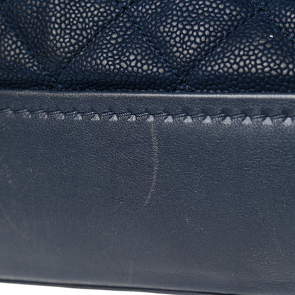 Chanel Iridescent Caviar Quilted Globe Trotter Shopping Tote Navy Blue 20 of 25