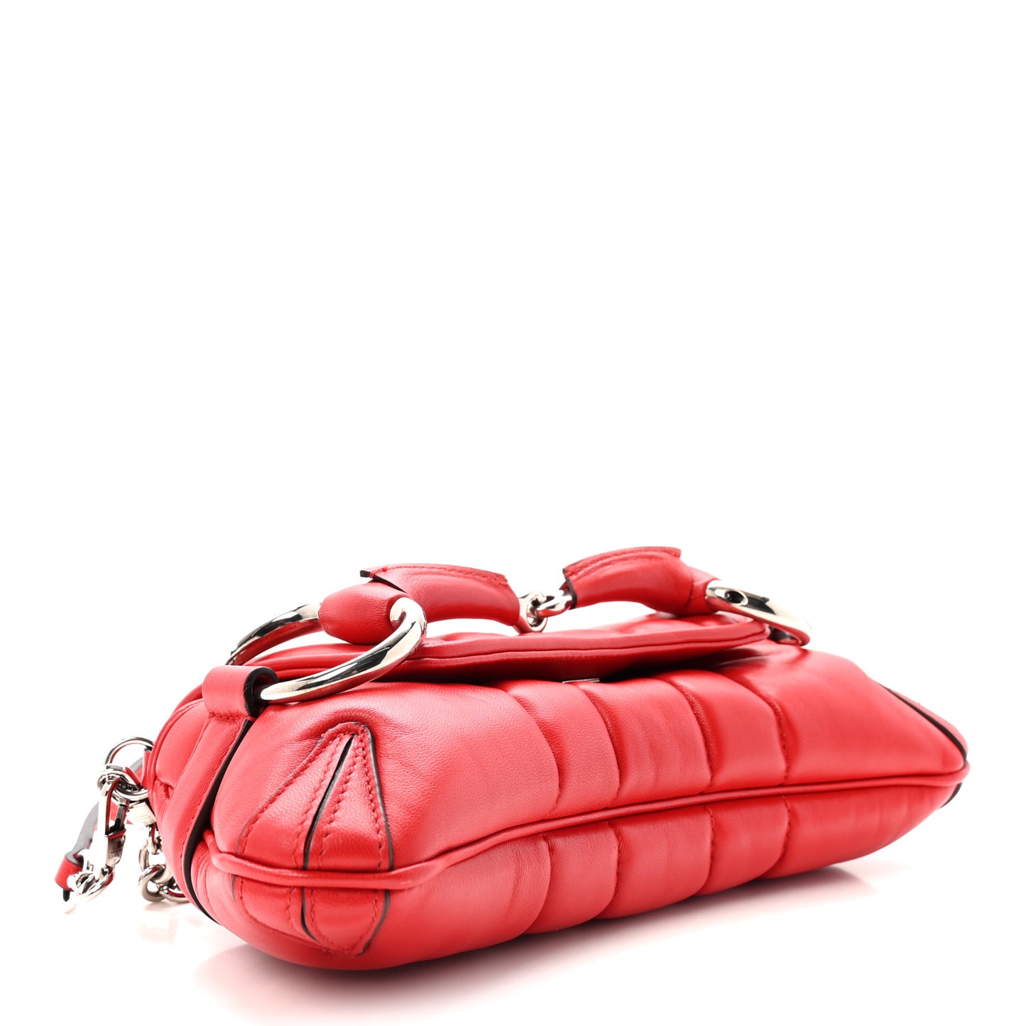 Nappa Vertical Matelasse Small Maxi Horsebit Chain Shoulder Bag Beret Red