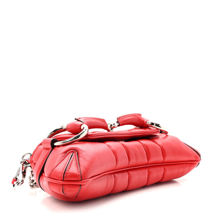 Gucci Nappa Vertical Matelasse Small Maxi Horsebit Chain Shoulder Bag Beret Red 4 of 10