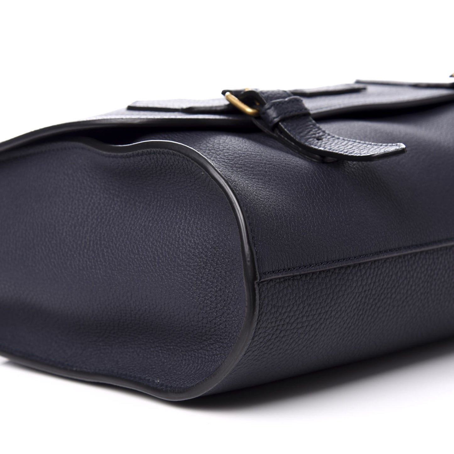 Grained Calfskin Mens Double Buckle Flap Messenger Bag Blue