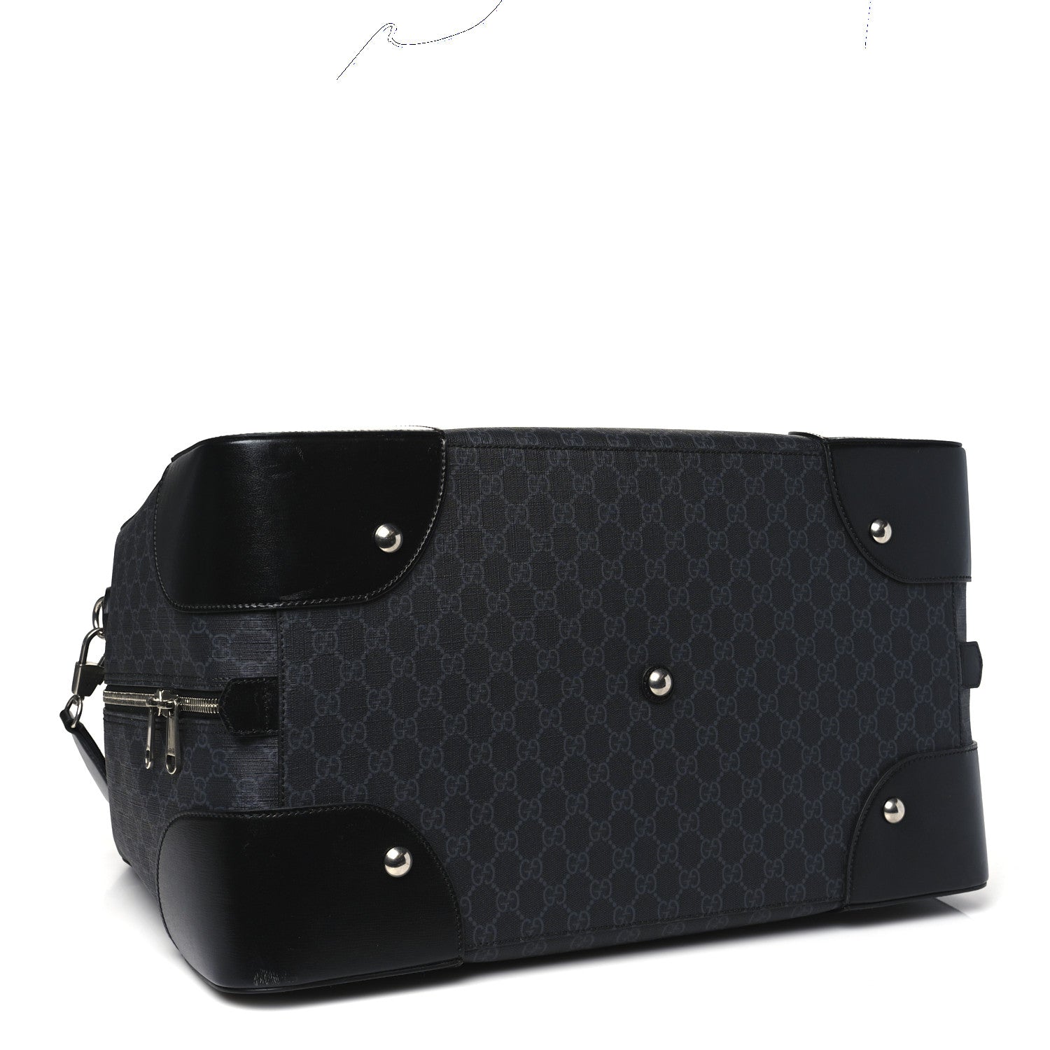 Gucci GG Supreme Monogram Azalea Calfskin Retro Interlocking G Large Duffle Bag Black Grey 3 of 8