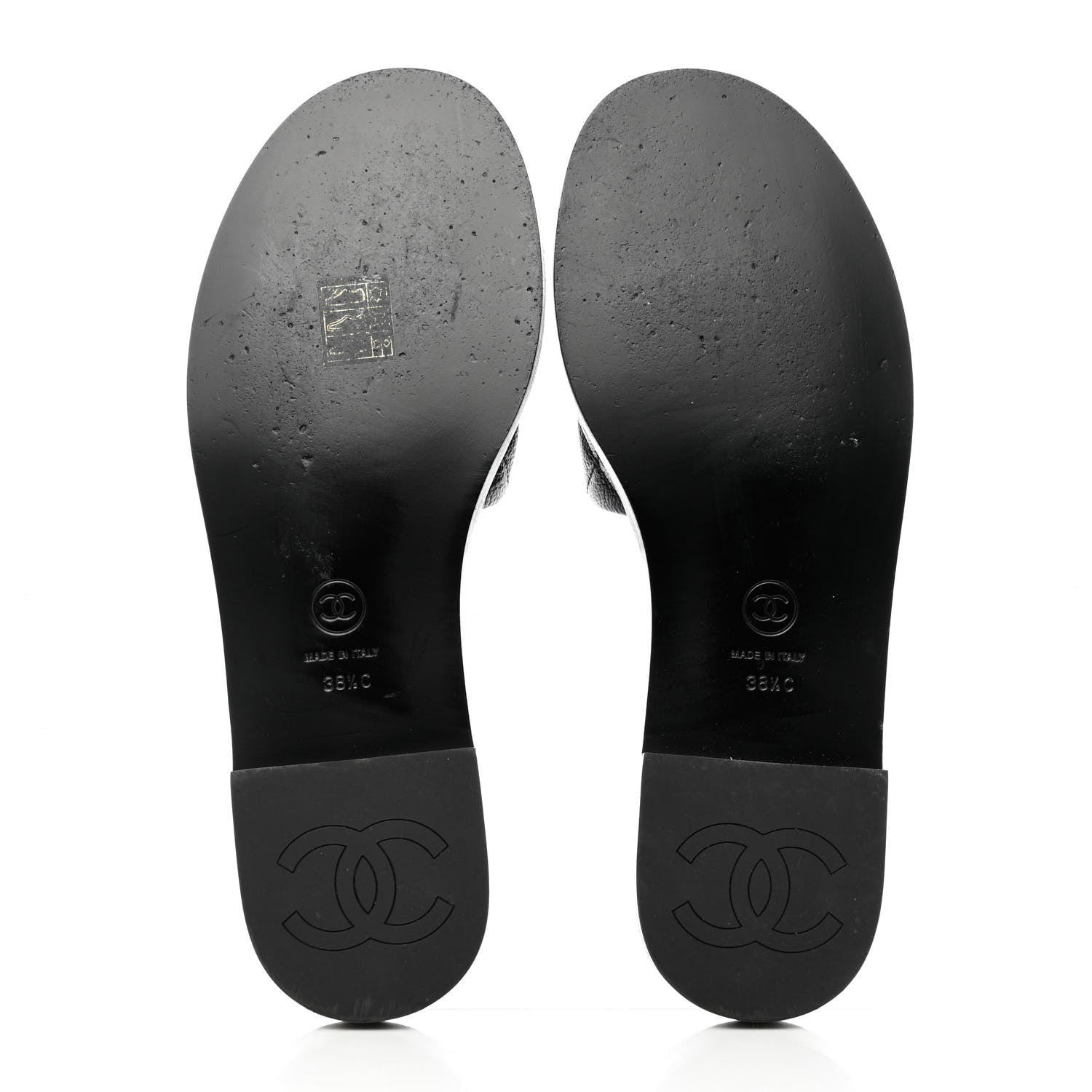 Chanel Shiny Goatskin Quilted CC Mules Sandals 38.5 Black 6 of 10