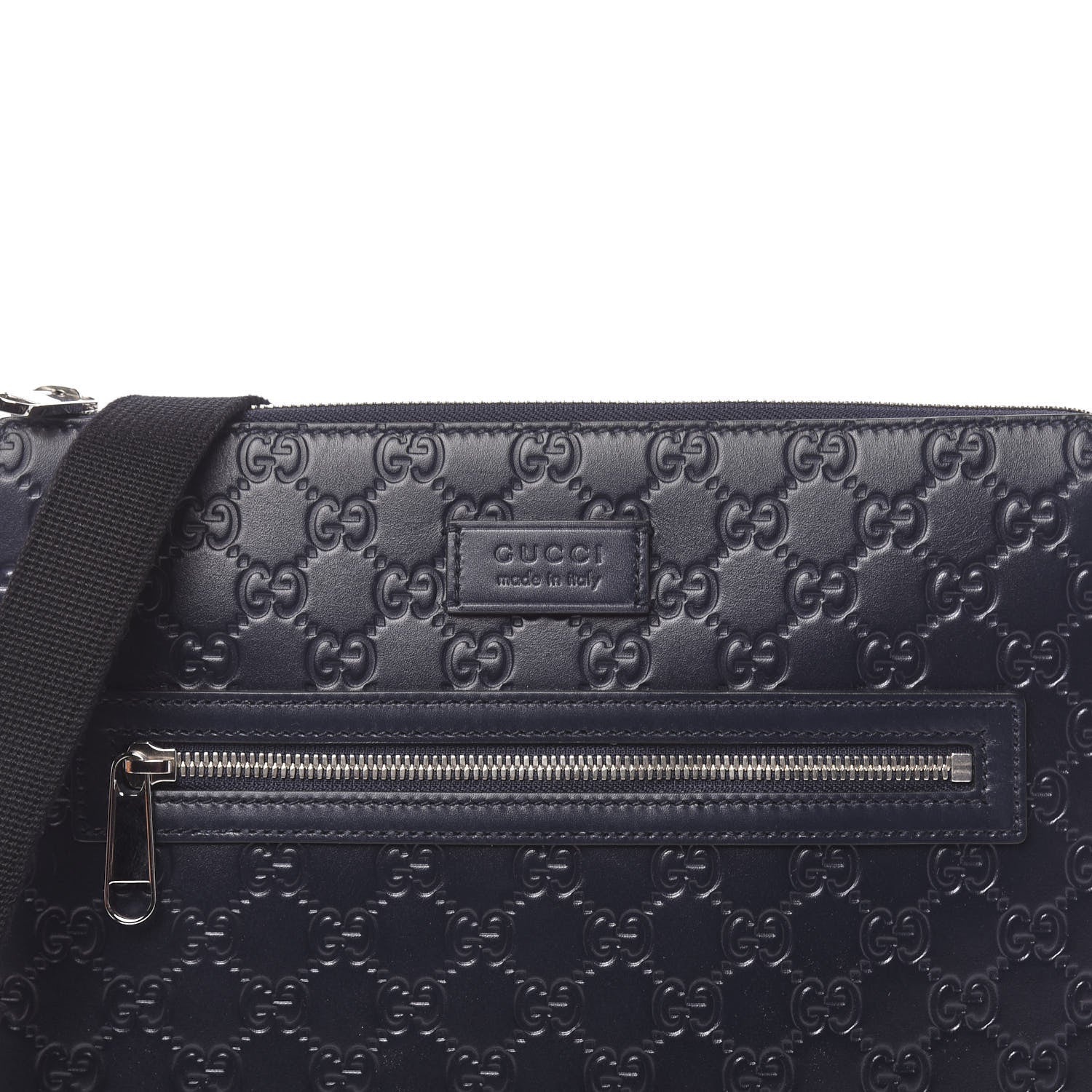 Gucci Guccissima Signature Medium Flat Messenger Bag Blue 10 of 10