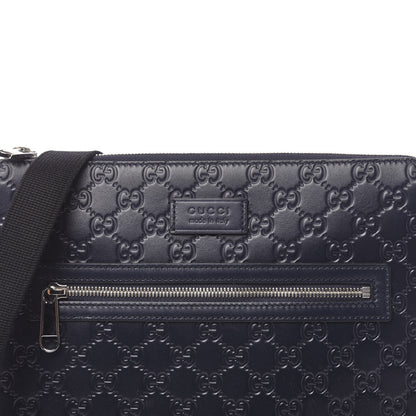 Gucci Guccissima Signature Medium Flat Messenger Bag Blue 10 of 10