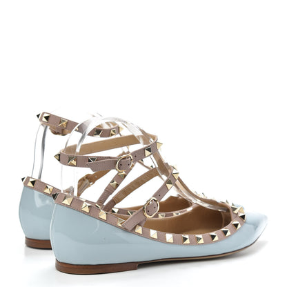 Valentino Garavani Patent Nappa Rockstud Cage Ballerina Flats 39 Sky Sorbet Poudre 4 of 9