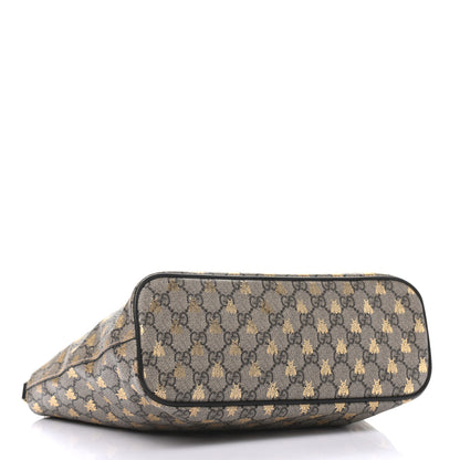 Gucci Soft GG Supreme Monogram Bees Small Crossbody Tote Beige Oro Black 4 of 10