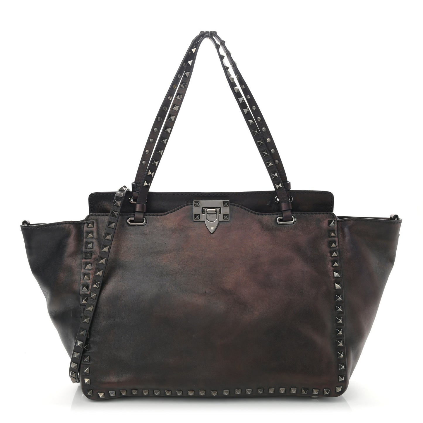Vitello Medium Rockstud Tote Black