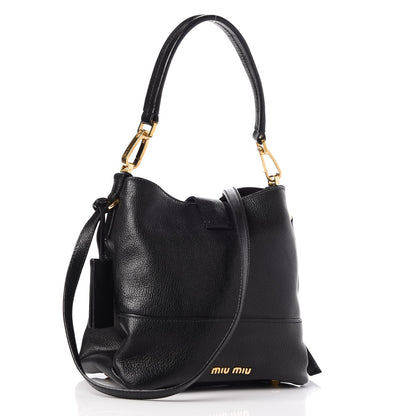Miu Miu Goatskin Madras Secchiello Bucket Nero Black 4 of 9