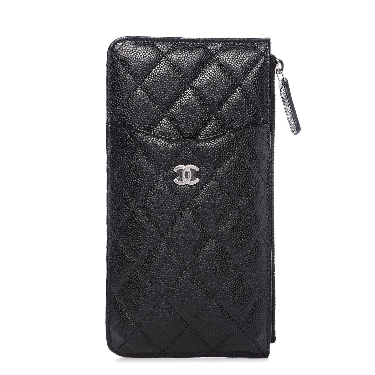 Caviar Quilted Classic Flat Wallet Pouch Black