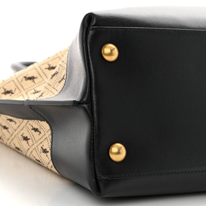 Saint Laurent Canvas All-Over Monogram Cabas Tote Beige Black 9 of 10
