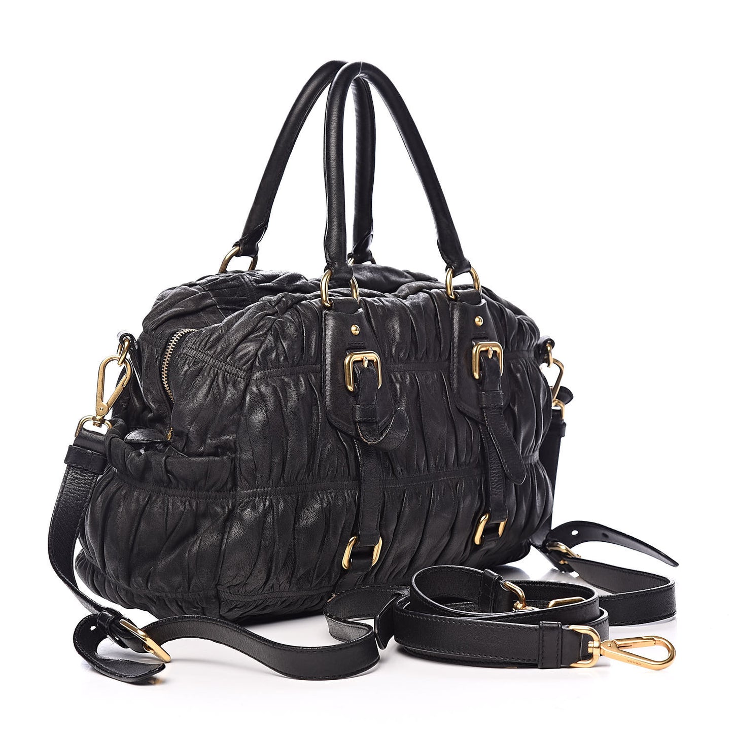 Nappa Gaufre Satchel Black