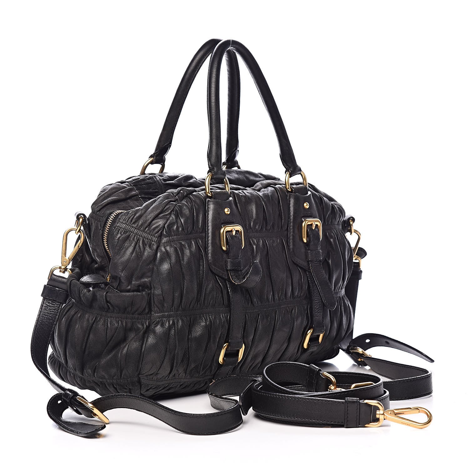 Prada Nappa Gaufre Satchel Black 3 of 13