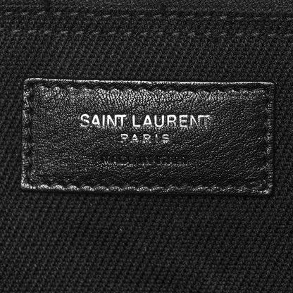 Saint Laurent Linen Calfskin Rive Gauche Tote Black 6 of 10