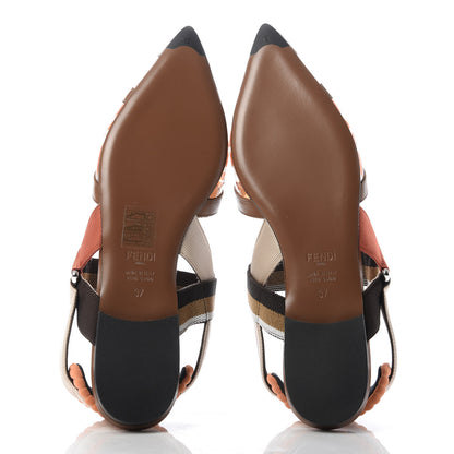 Fendi PVC Calfskin FF Colibri Slingback Ballerina Flats 37 Aranciata Cuoio 5 of 9