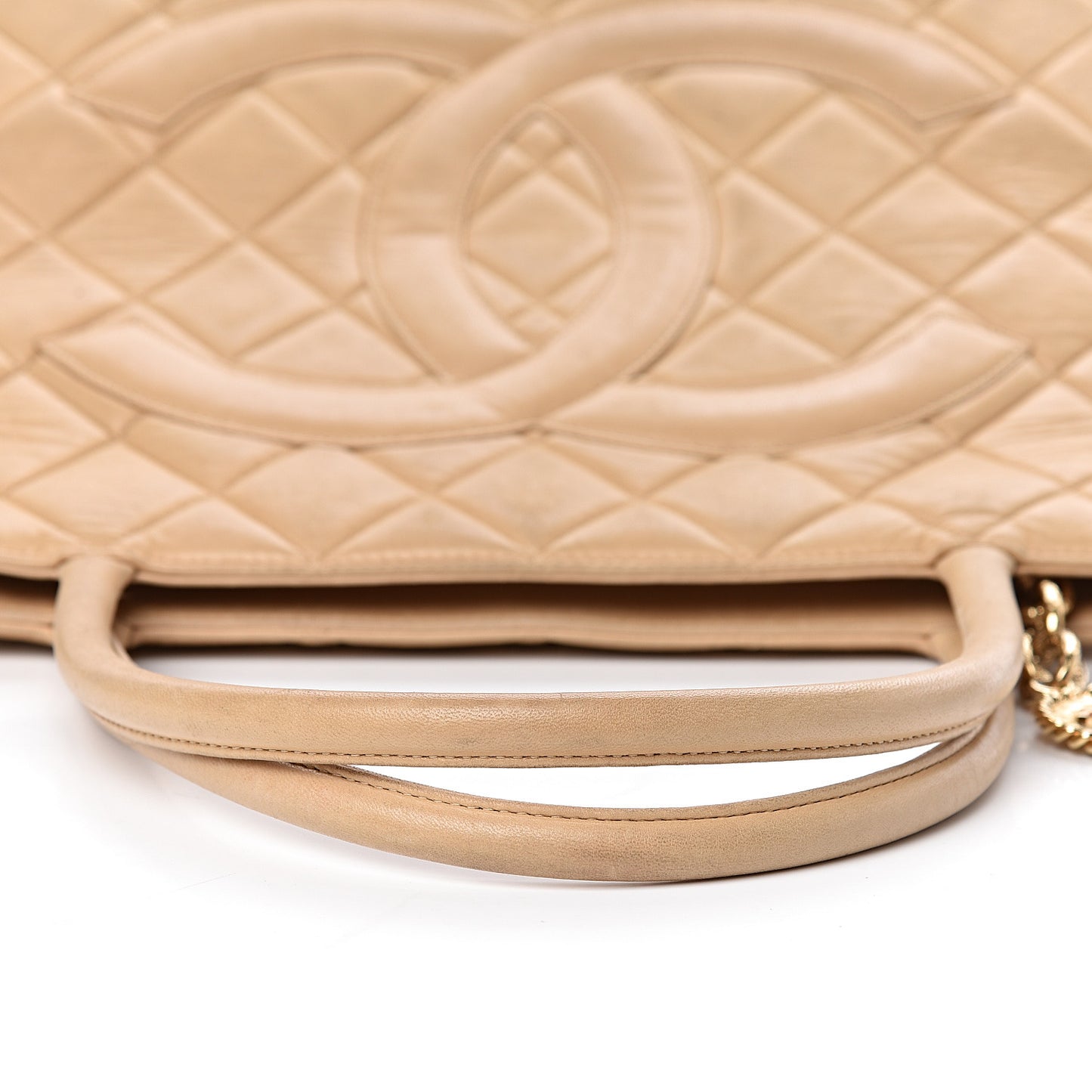 Lambskin Quilted Medallion Tote Beige