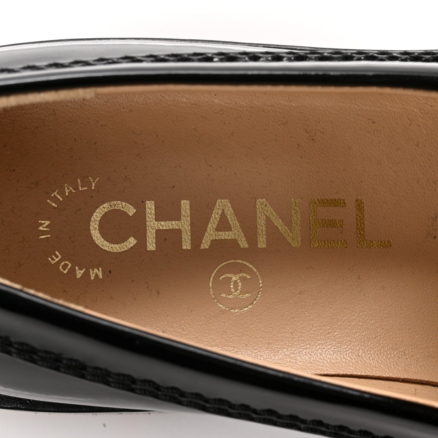 Shiny Calfskin Logo Loafers 36 Black