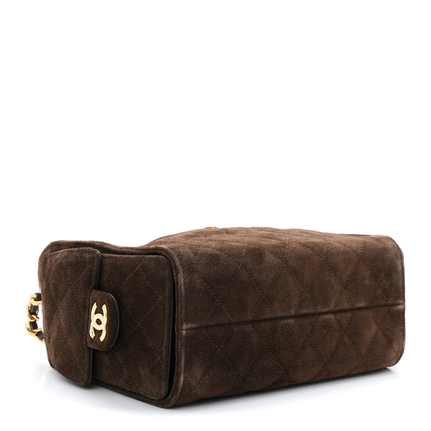 Suede Quilted Mini Chanel 25 Handbag Dark Brown