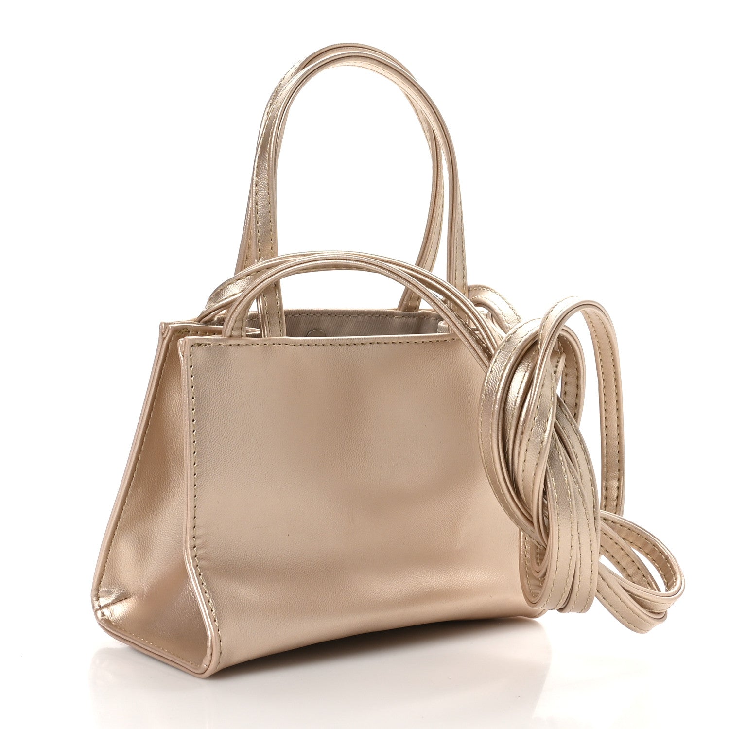 Telfar Metallic Vegan Leather Small Shopping Bag Gold 3 of 11