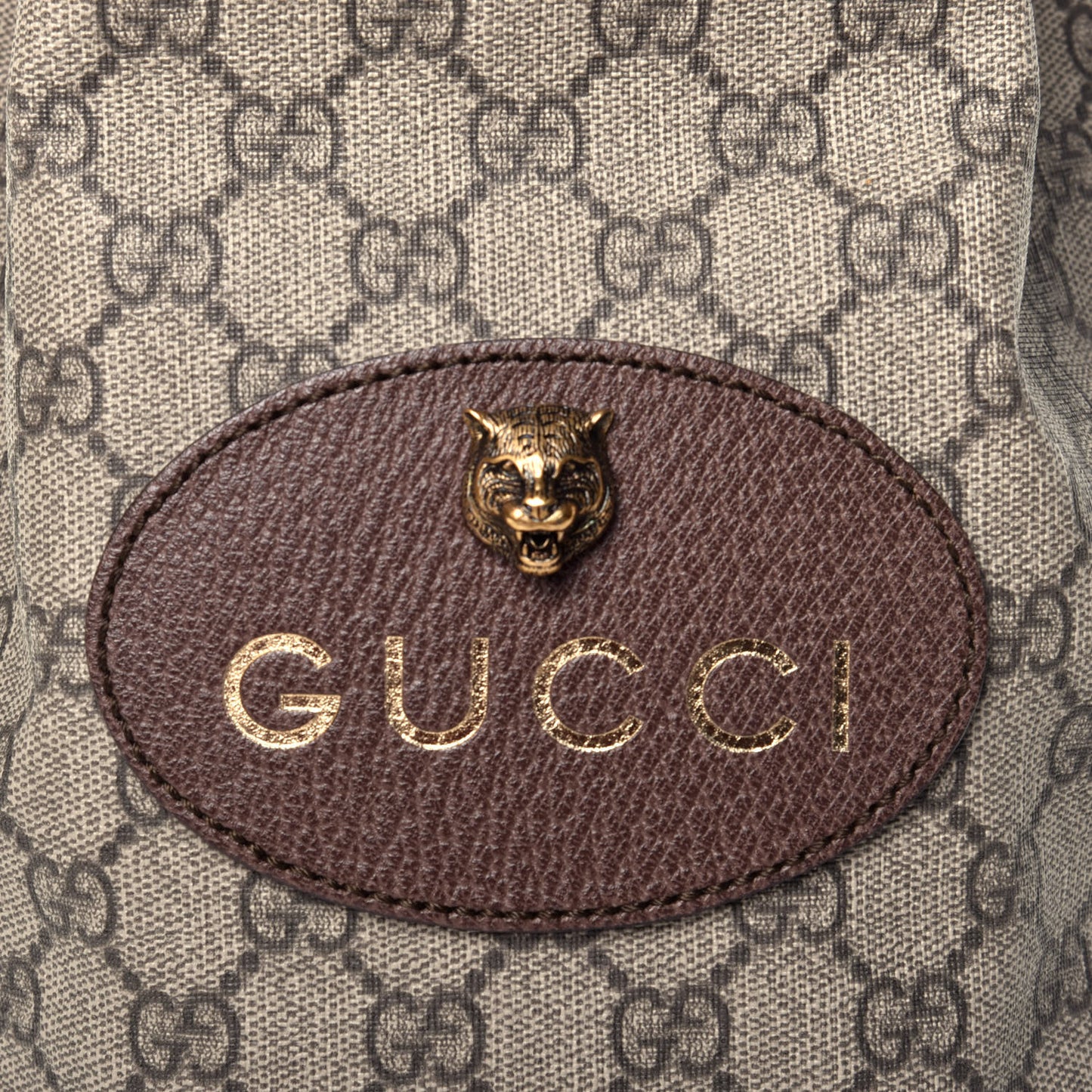 GG Supreme Monogram Neo Vintage Drawstring Bucket Backpack Beige New Acero Crop