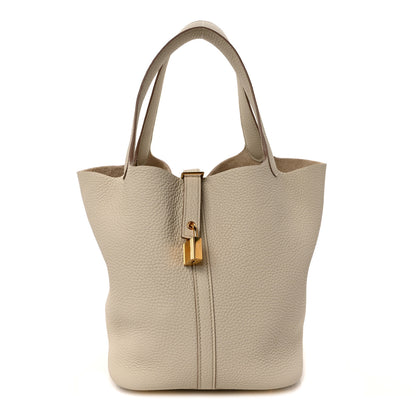 Hermes Taurillon Clemence Picotin Lock 22 MM Beton 1 of 7