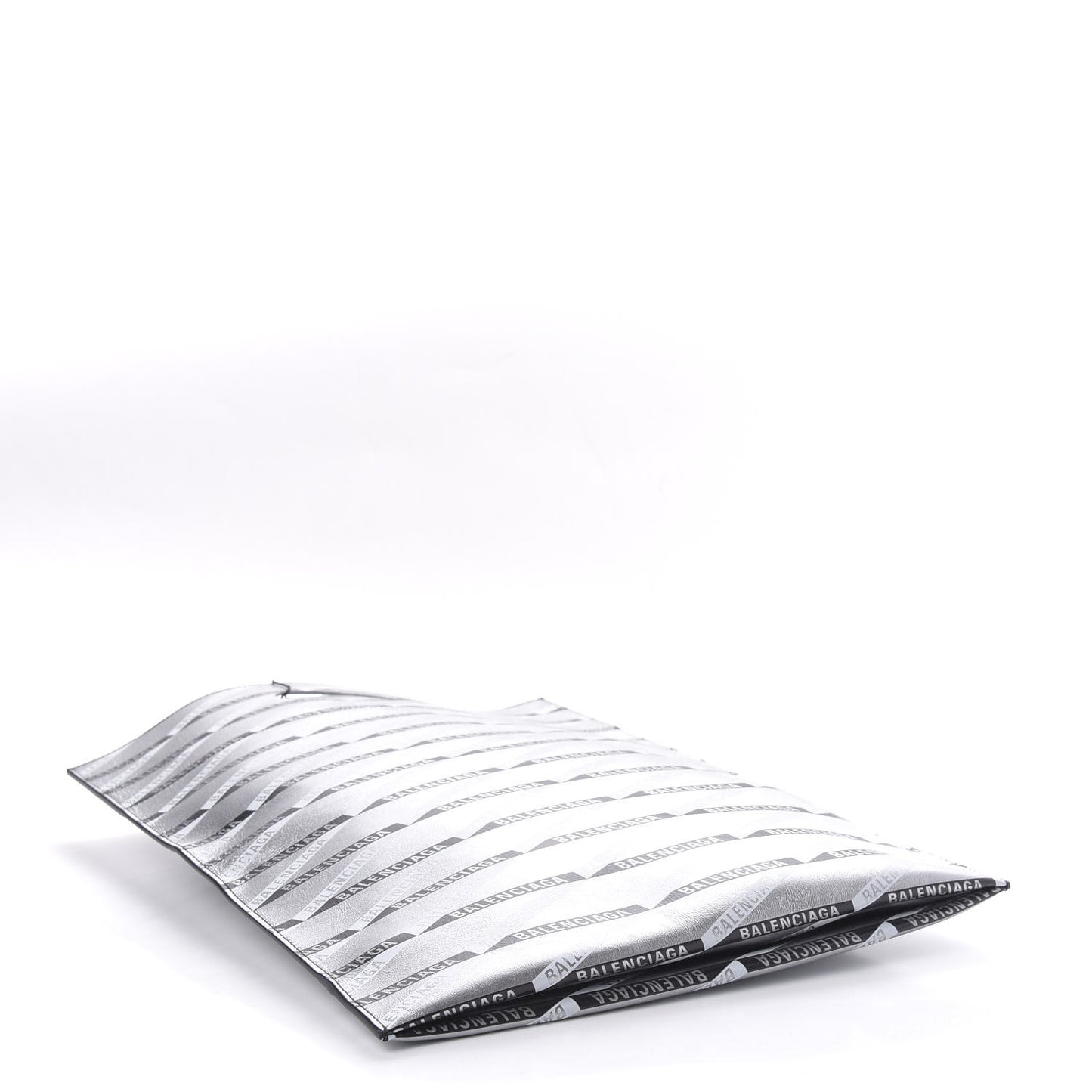 Metallic Calfskin Losange Monogram Plastic Bag Shopper S Silver Black White