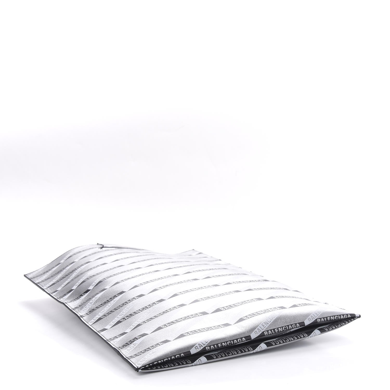 Balenciaga Metallic Calfskin Losange Monogram Plastic Bag Shopper S Silver Black White 5 of 10