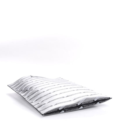Balenciaga Metallic Calfskin Losange Monogram Plastic Bag Shopper S Silver Black White 5 of 10