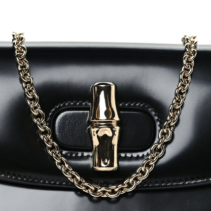 Gucci Shiny Calfskin Small Bamboo Night Bag Black 8 of 11