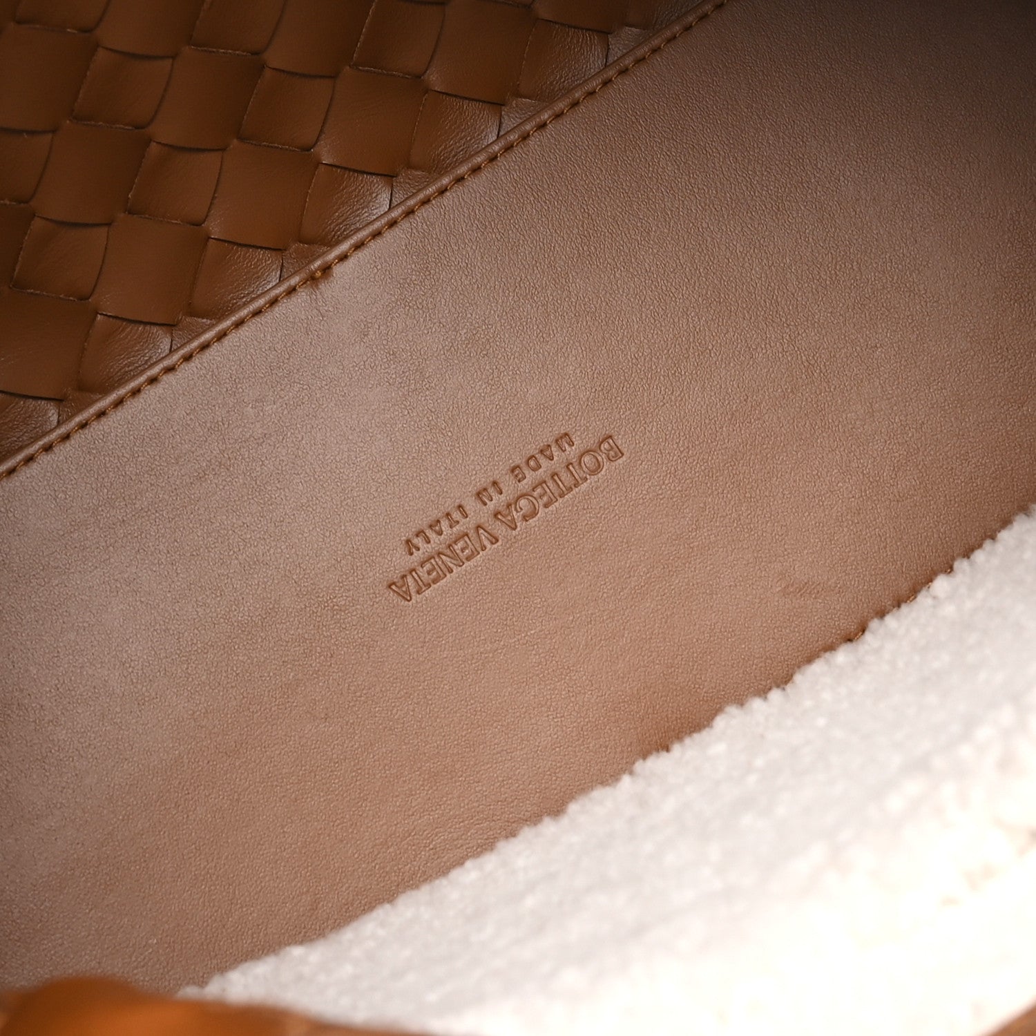 Bottega Veneta Suede Shearling Intrecciato Medium Andiamo Shoulder Bag Amber 5 of 9