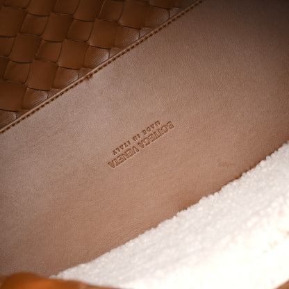 Bottega Veneta Suede Shearling Intrecciato Medium Andiamo Shoulder Bag Amber 5 of 9