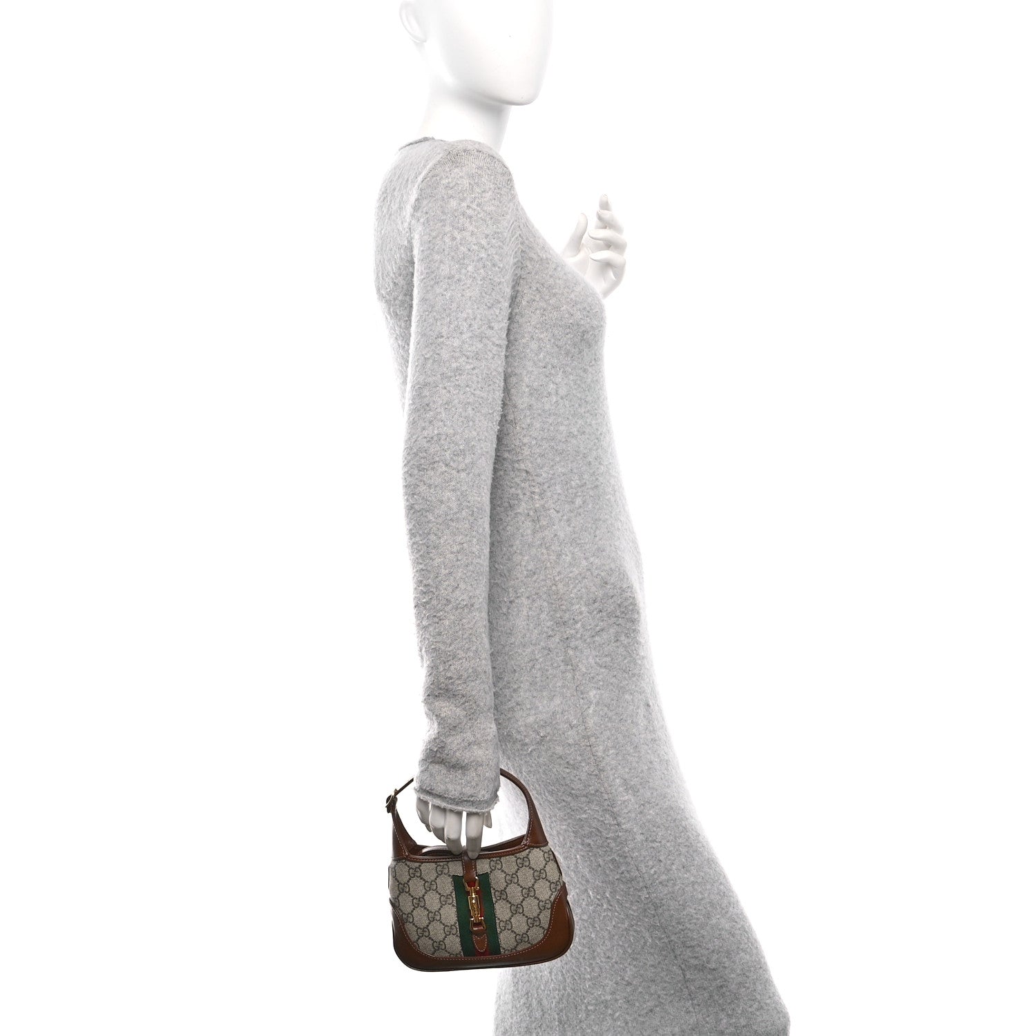 Gucci GG Supreme Monogram Azalea Calfskin Web Mini Jackie 1961 Hobo Beige Ebony Brown Sugar 2 of 10